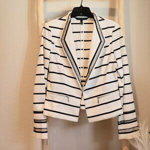 striped black and cream  Short Blazer